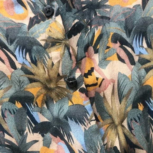 Galeries Lafayette tropical  print drop sleeve blouse size small - Picture 7 of 10